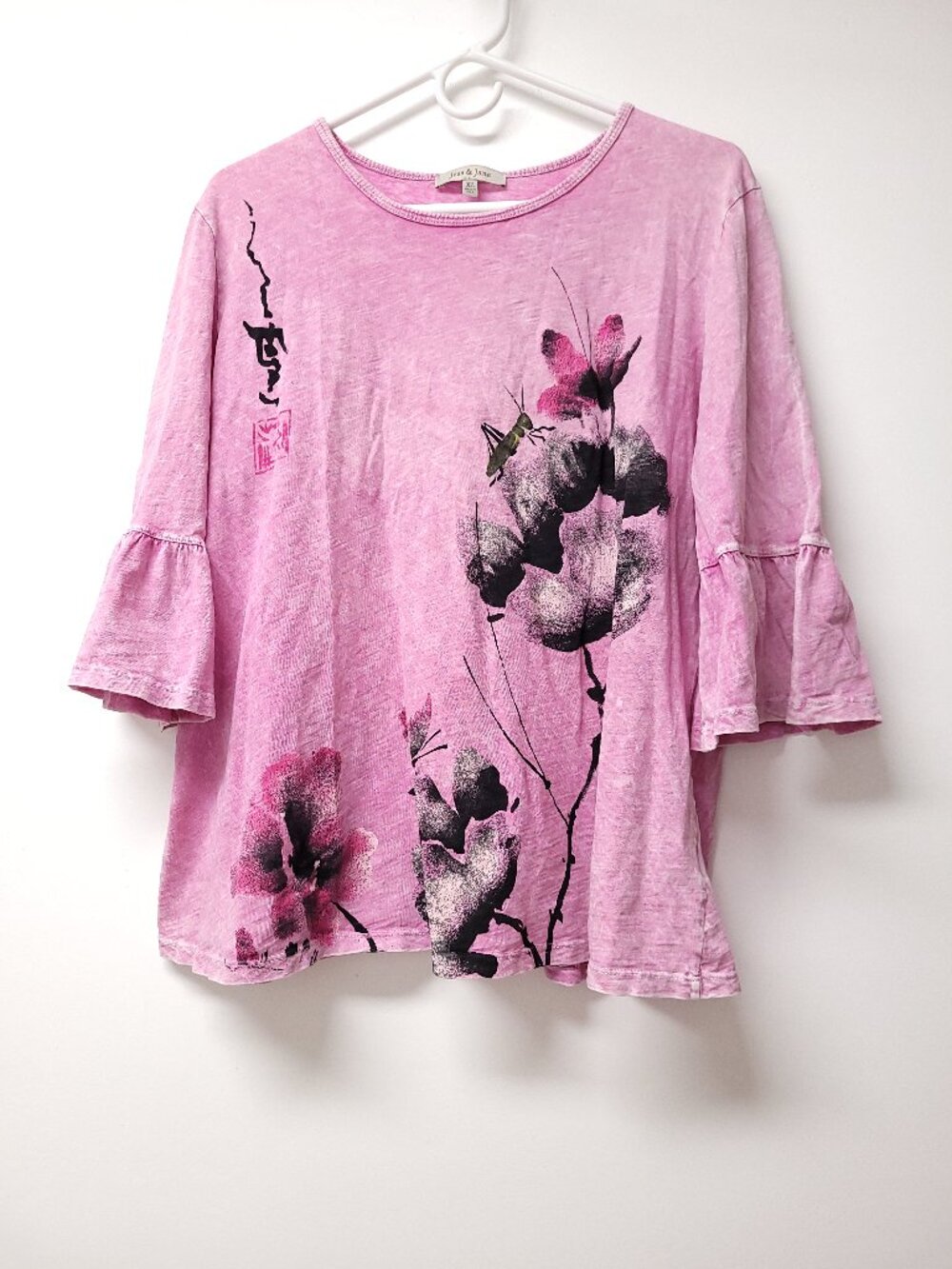 Jess & Jane Scoop neck 3/4 Sleeve Top Size XL